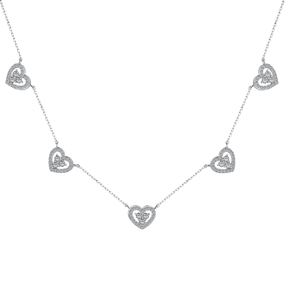 [Kincade Jewelery]Sparkling Five Heart Necklace