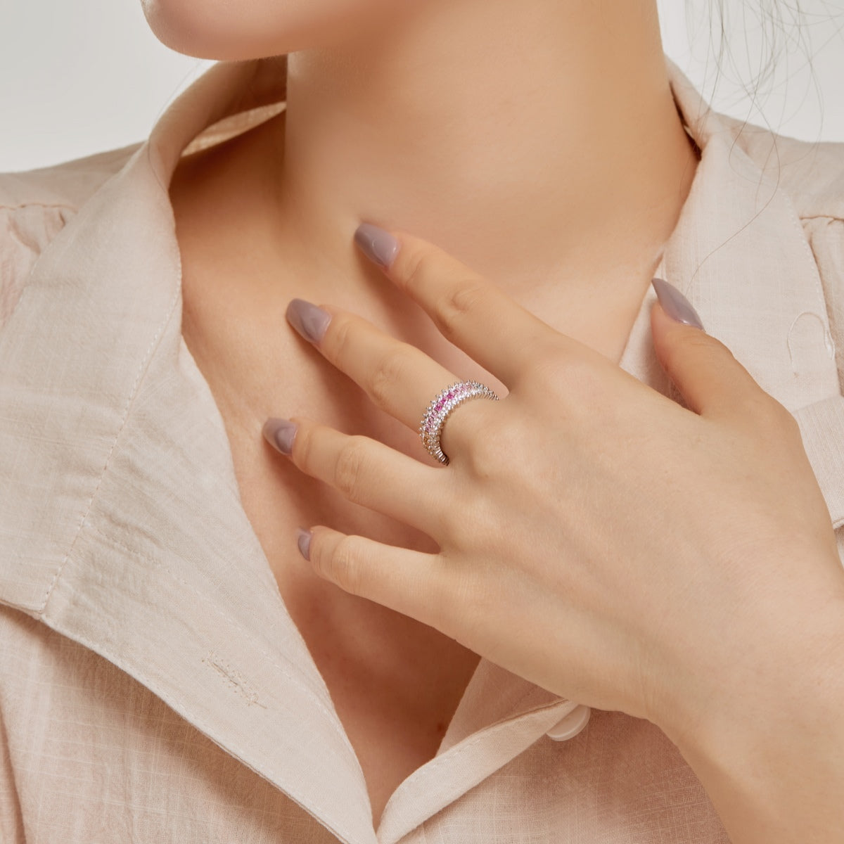 [Kincade Jewelrys]Ornate Colorful Radiant Cut Daily Ring