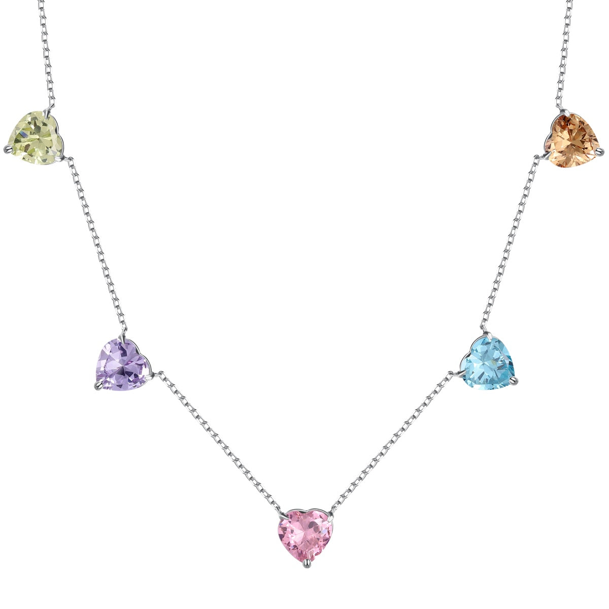 [Kincade Jewelrys]Sparkling Colorful Heart Cut Necklace