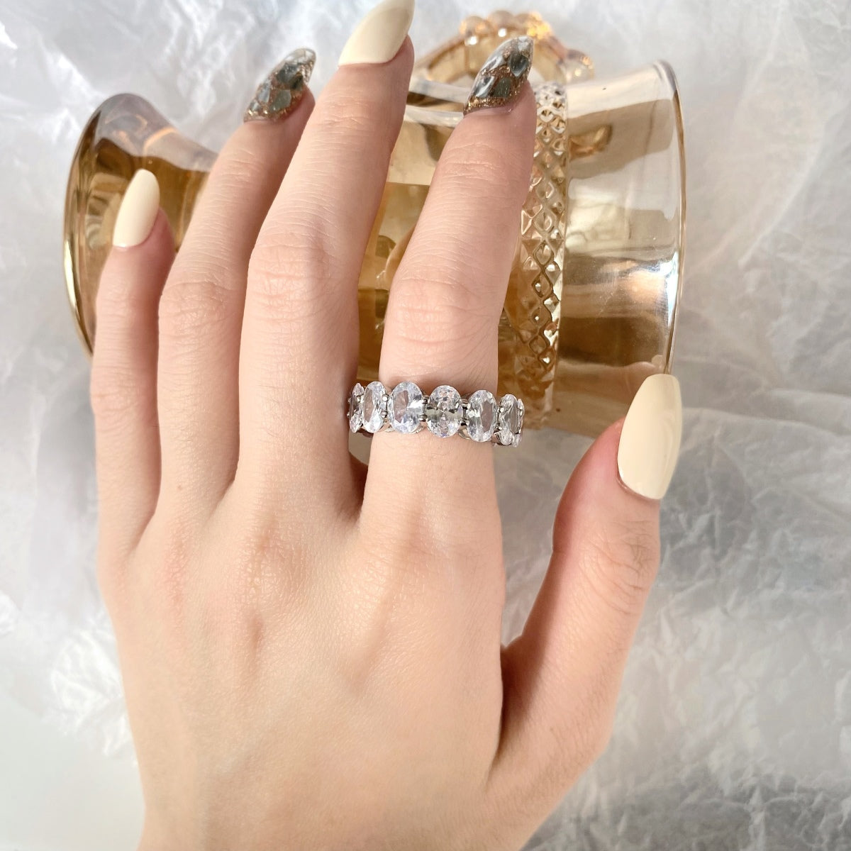 [Kincade Jewelery]Dainty Elongated Cushion Cut Tennis Ring