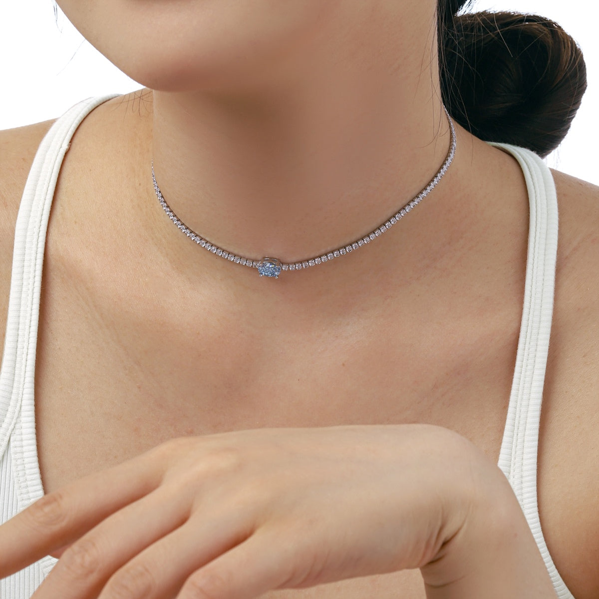 [Kincade Jewelrys]1.0 Carat Shining Oval Cut Necklace