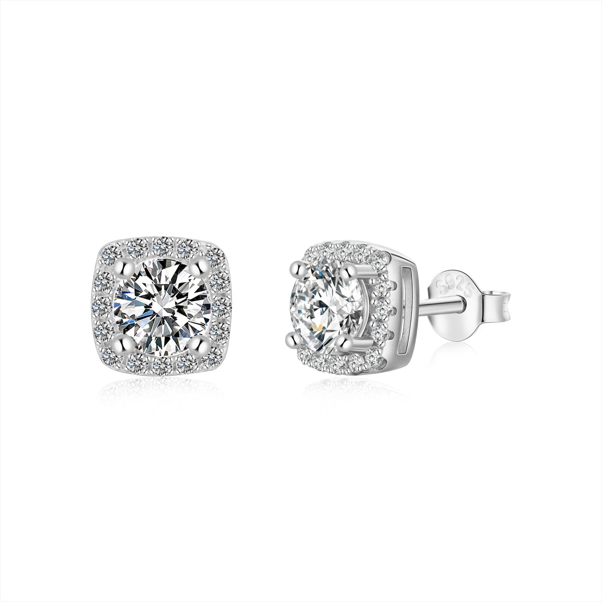 [Kincade Jewelery]Classic Round Center Stone Stud Earrings