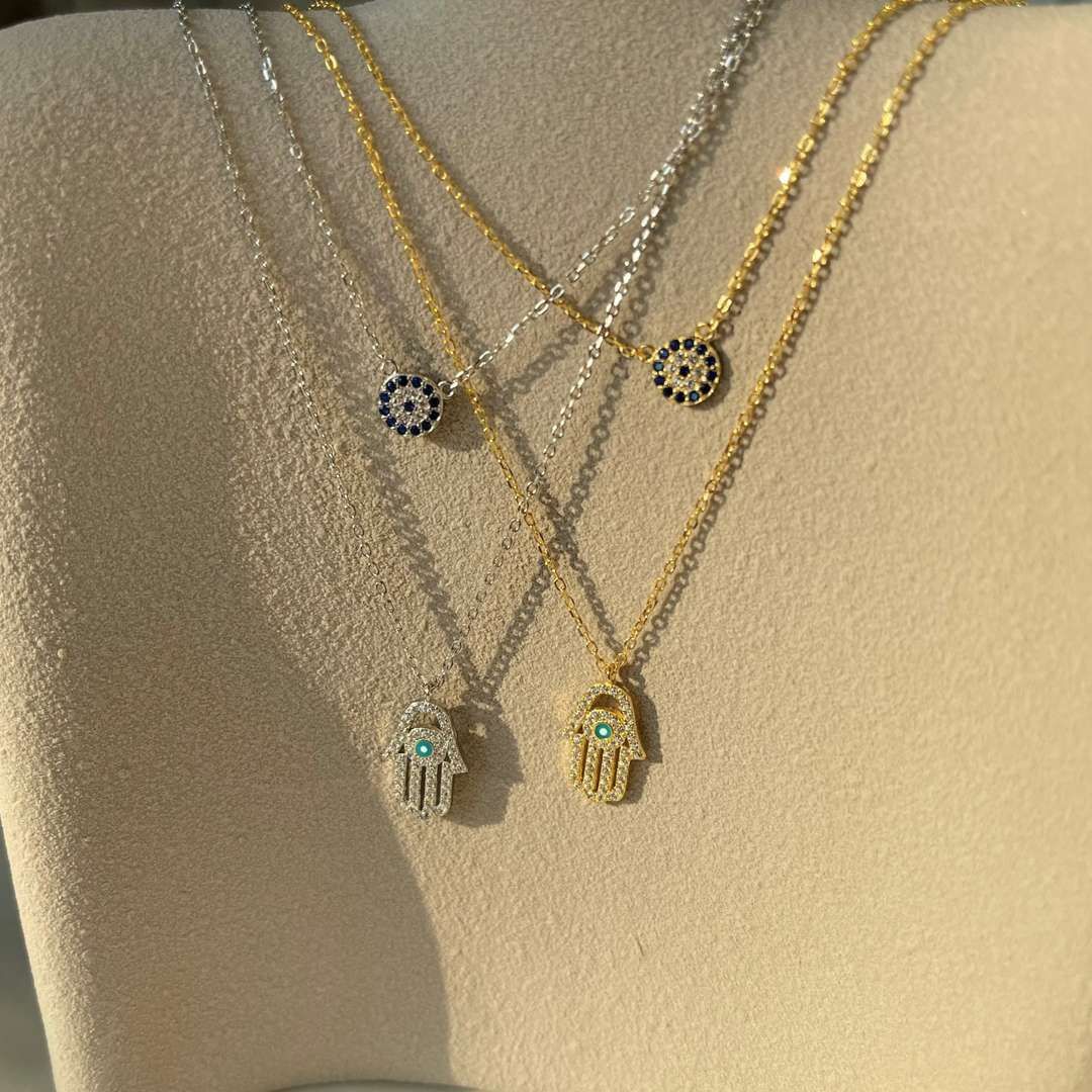 [Kincade Jewelery]Demon Eye Hamsa Palm Necklace