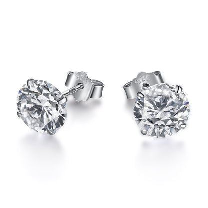 [Kincade Jewelrys]Stylish Shiny Round Center Stone Stud Earrings