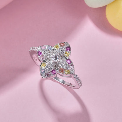 [Kincade Jewelrys]Luxurious Colorful Flower Shape Banquet Ring