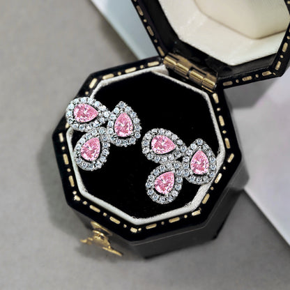[Kincade Jewelery]Ornate Flower Shape Pear Cut Lover Earrings
