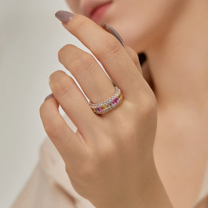 [Kincade Jewelery]Dainty Colorful Radiant Cut Daily Ring