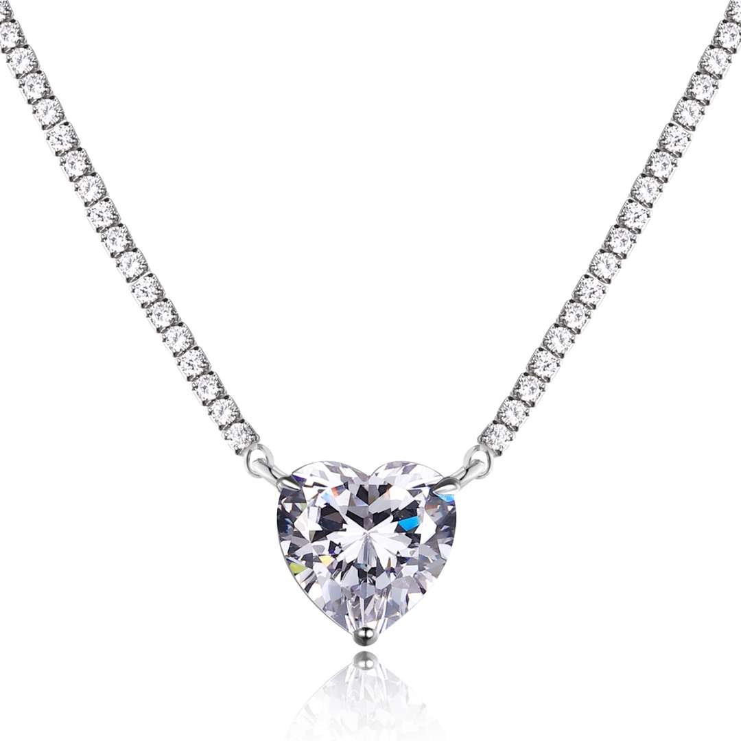 [Kincade Jewelrys]8.0 Carat Versatile Colorful Sweet Heart-Shaped Tennis Necklace
