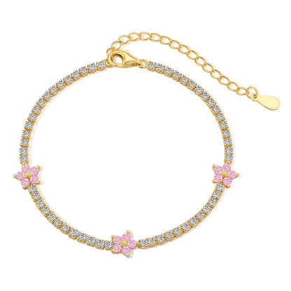 [Kincade Jewelery]Sparkling Flower Shape Tennis Bracelet