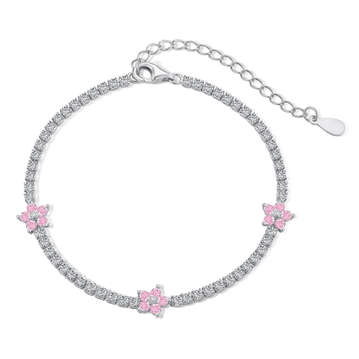 [Kincade Jewelery]Sparkling Flower Shape Tennis Bracelet