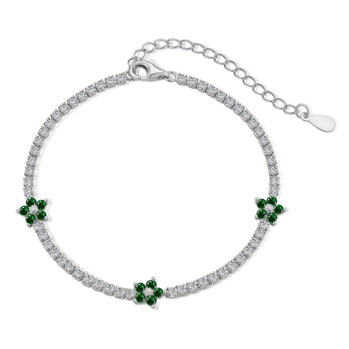 [Kincade Jewelery]Sparkling Flower Shape Tennis Bracelet