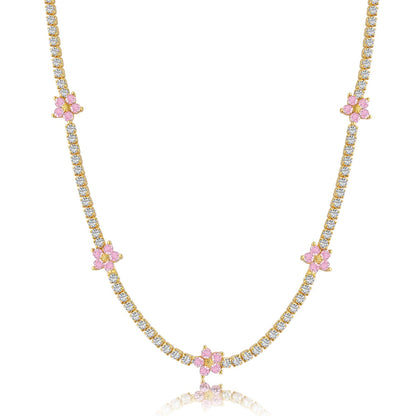 [Kincade Jewelery]Luxurious Colorful Flower Tennis Necklace