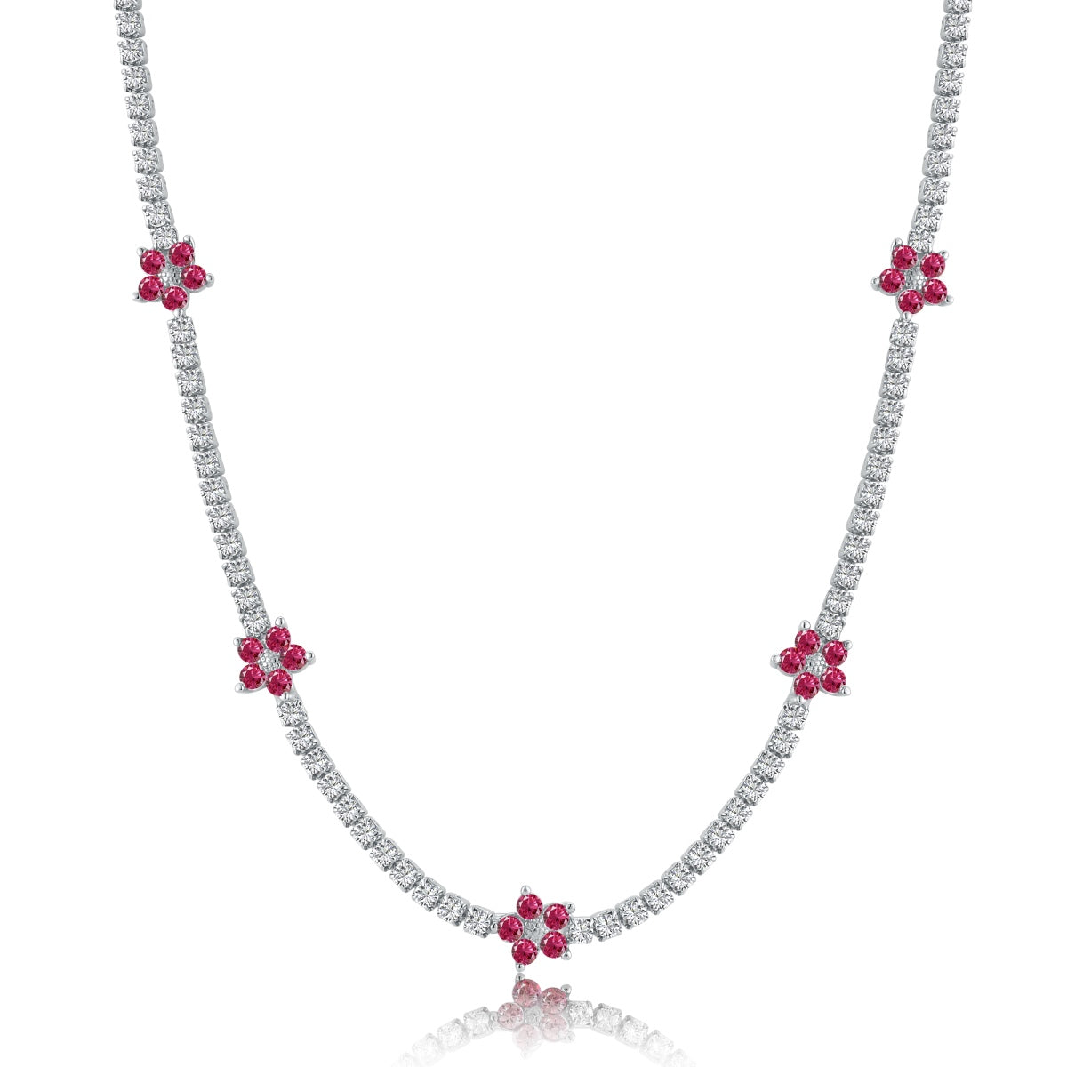 [Kincade Jewelrys]Luxurious Colorful Flower Tennis Necklace