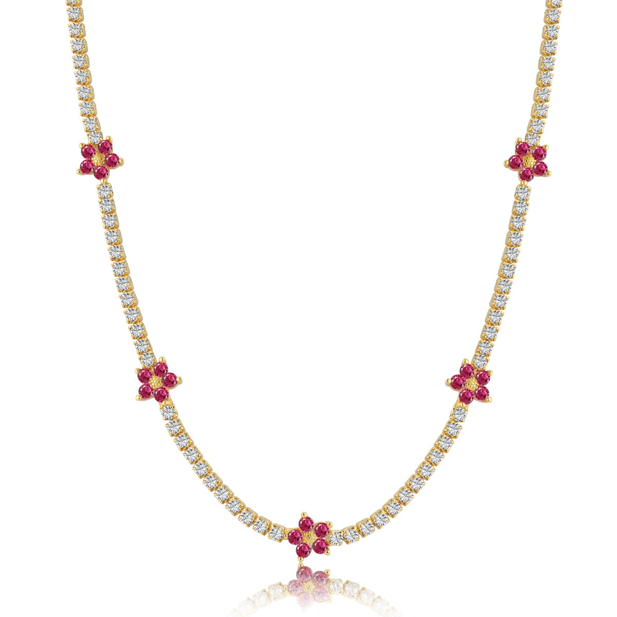 [Kincade Jewelrys]Luxurious Colorful Flower Tennis Necklace