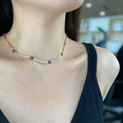 [Kincade Jewelery]Luxurious Colorful Flower Tennis Necklace