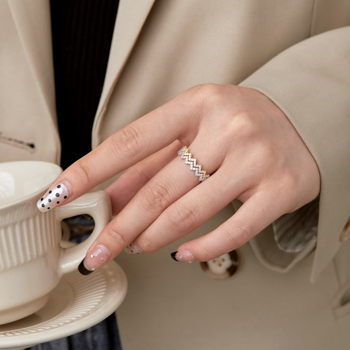 [Kincade Jewelery]Delicate Enchanting Wave Shape Daily Ring