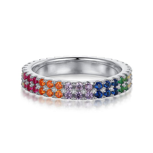 [Kincade Jewelrys]Unique Colorful Round Cut Tennis Ring