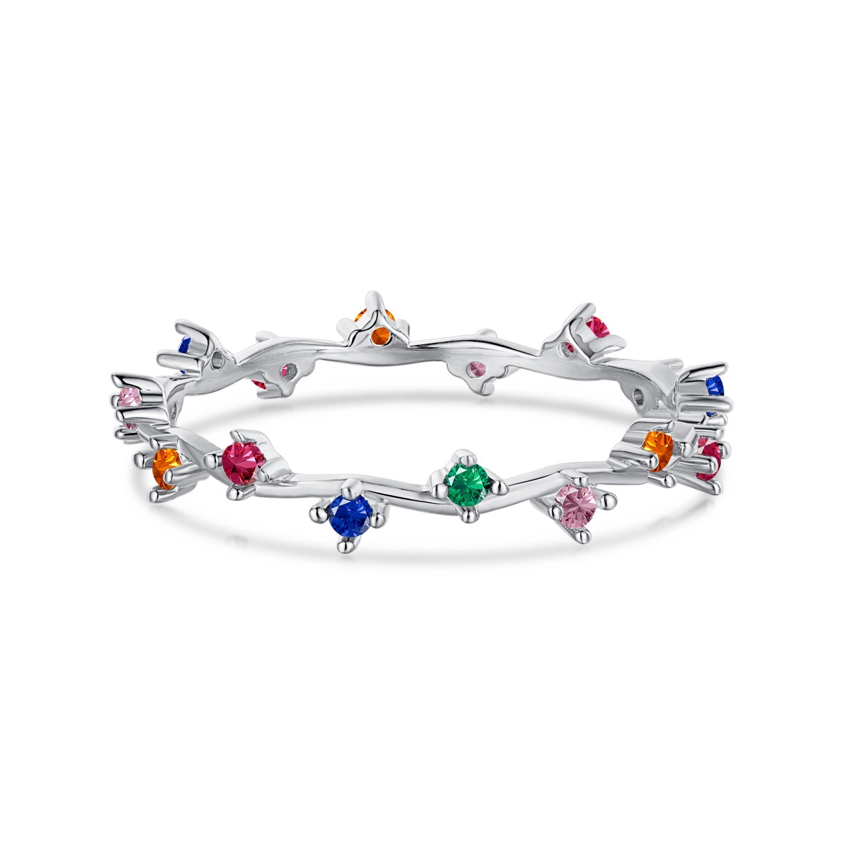 [Kincade Jewelery]Radiant Colorful Round Cut Daily Ring