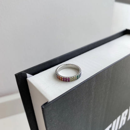 [Kincade Jewelery]Unique Colorful Round Cut Tennis Ring