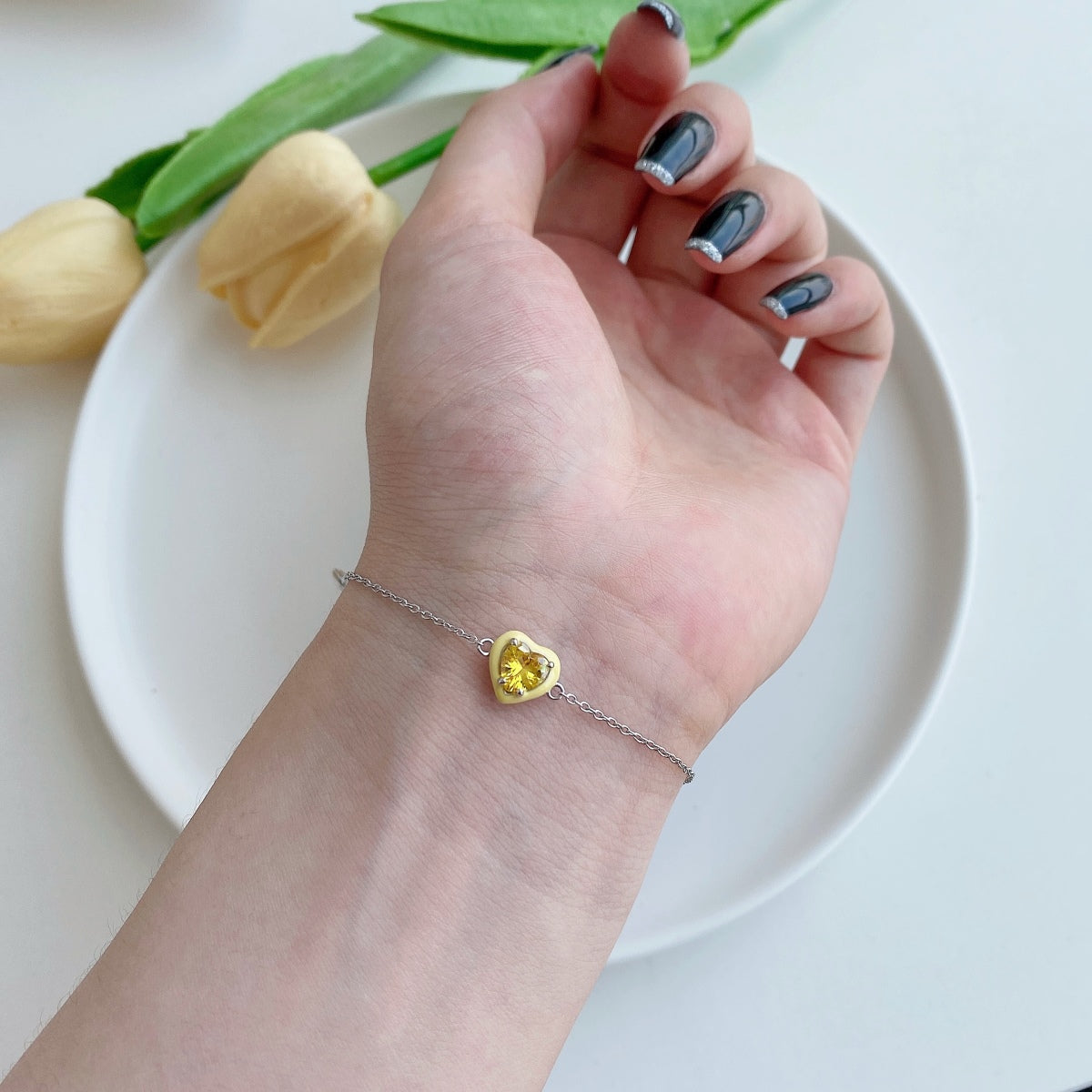 [Kincade Jewelrys]Sparkling Romantic Heart Shape Lover Bracelet