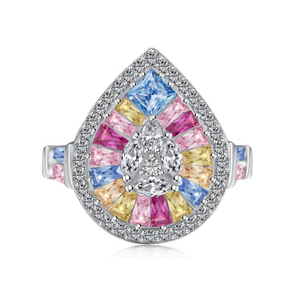 [Kincade Jewelery]Elegant Colorful Water Drop Shape Banquet Ring