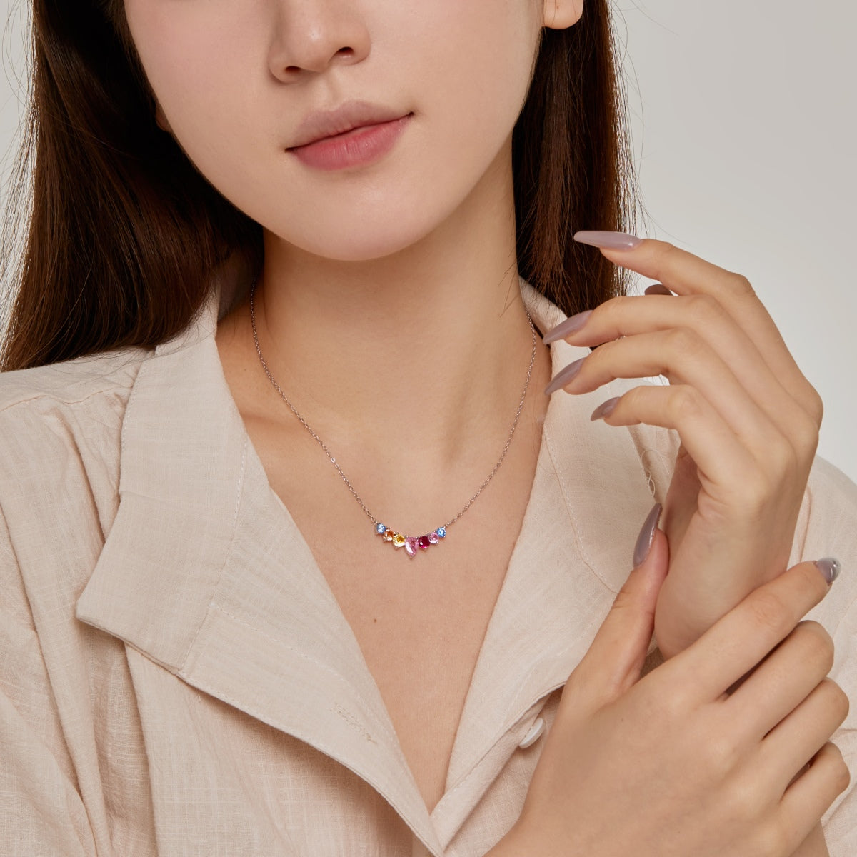 [Kincade Jewelrys]Dainty Colorful Heart Necklace