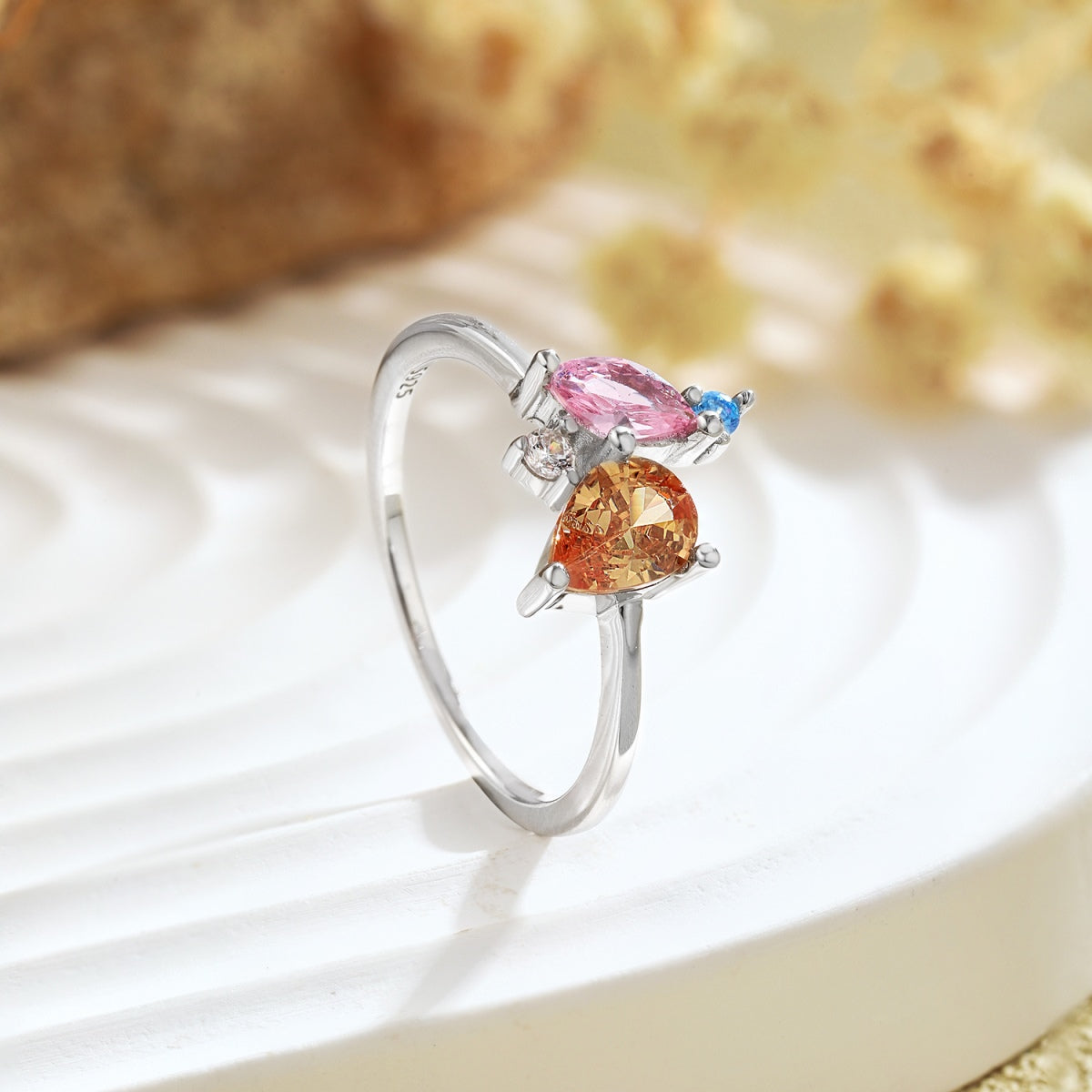 [Kincade Jewelery]Radiant Colorful Multi Cut Daily Ring