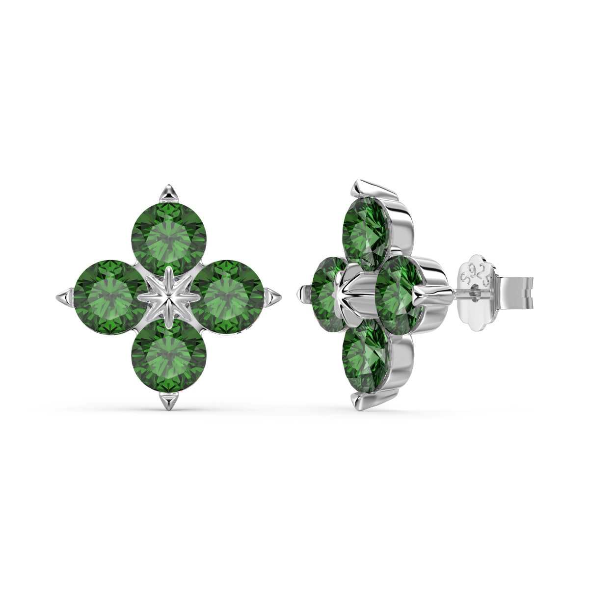 [Kincade Jewelrys]Four-Leaf Clover Eight-Pointed Star Earrings