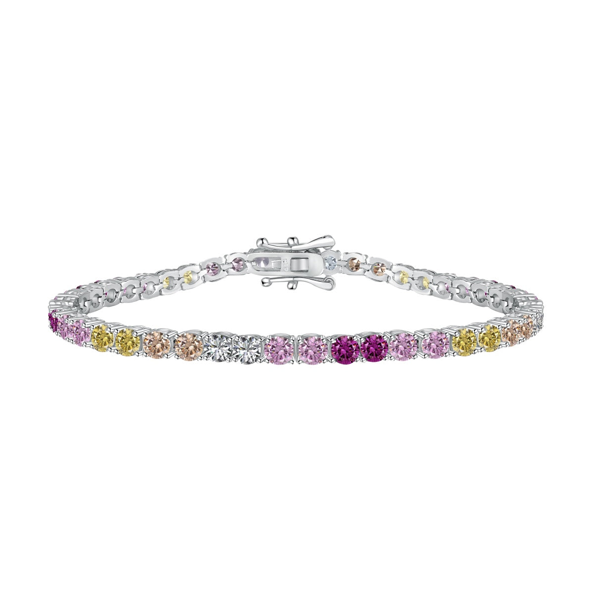 [Kincade Jewelrys]Radiant Colorful Round Cut Tennis Bracelet