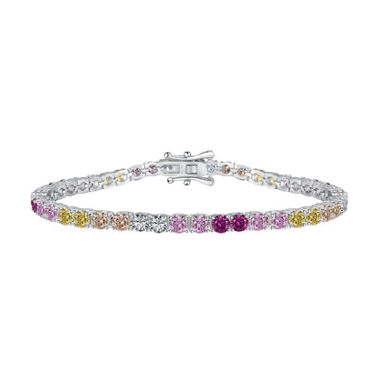 [Kincade Jewelrys]Radiant Colorful Round Cut Tennis Bracelet