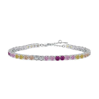 [Kincade Jewelrys]Radiant Colorful Round Cut Tennis Bracelet