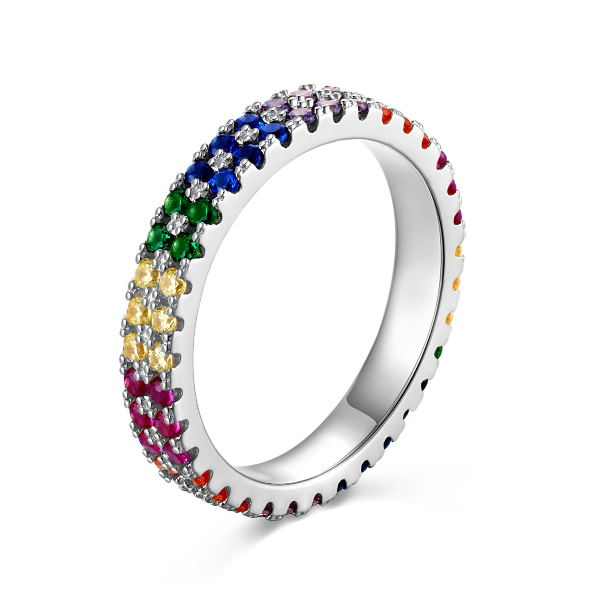[Kincade Jewelery]Unique Colorful Round Cut Tennis Ring