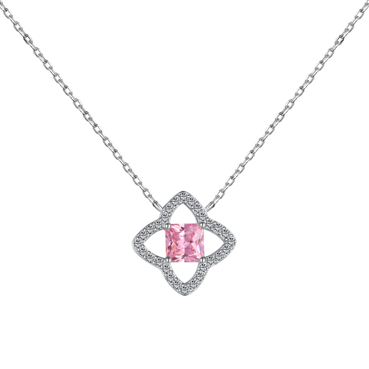 [Kincade Jewelrys]Exquisite Flower Shape Princess Cut Necklace