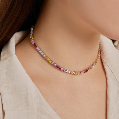 [Kincade Jewelrys]Delicate Colorful Tennis Necklace