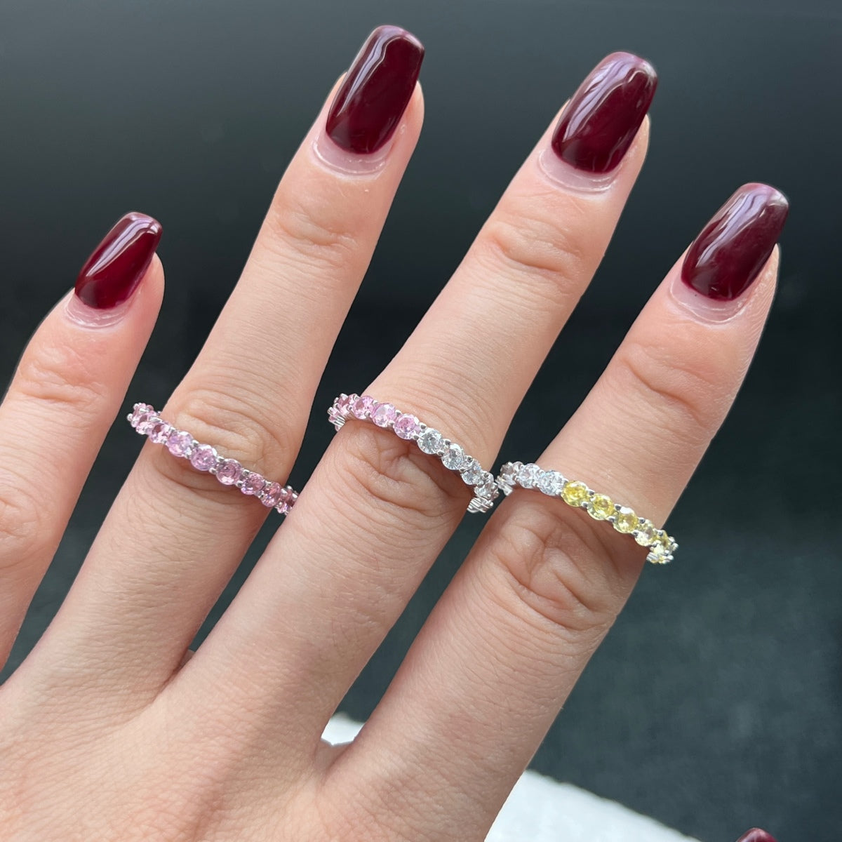 [Kincade Jewelery]Sparkling Round Cut Tennis Ring