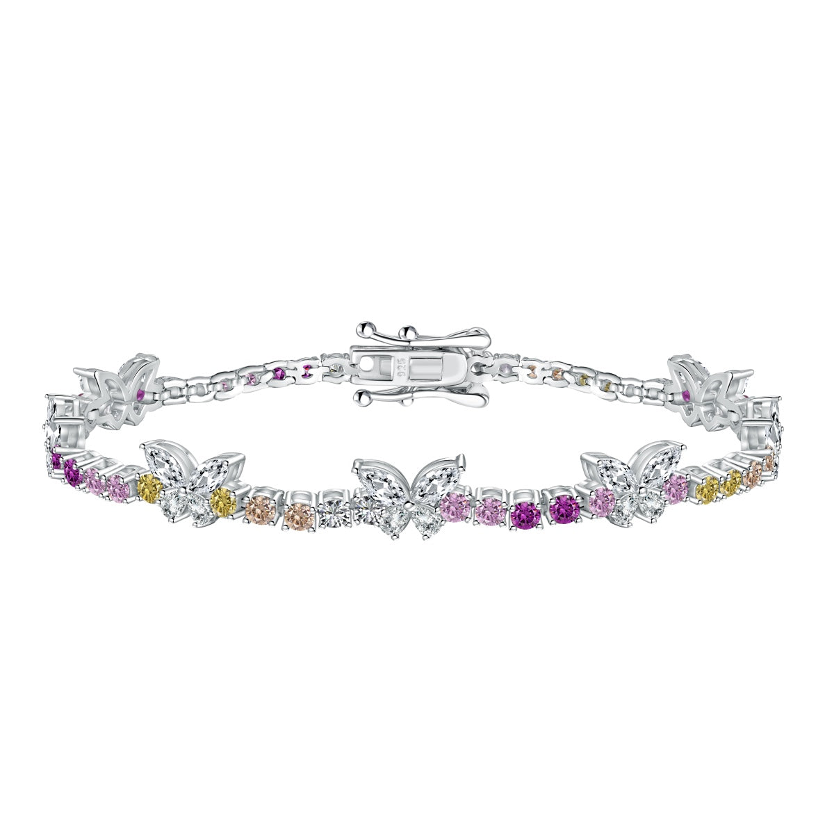 [Kincade Jewelrys]Ornate Colorful Butterfly Shape Round Cut Daily Bracelet