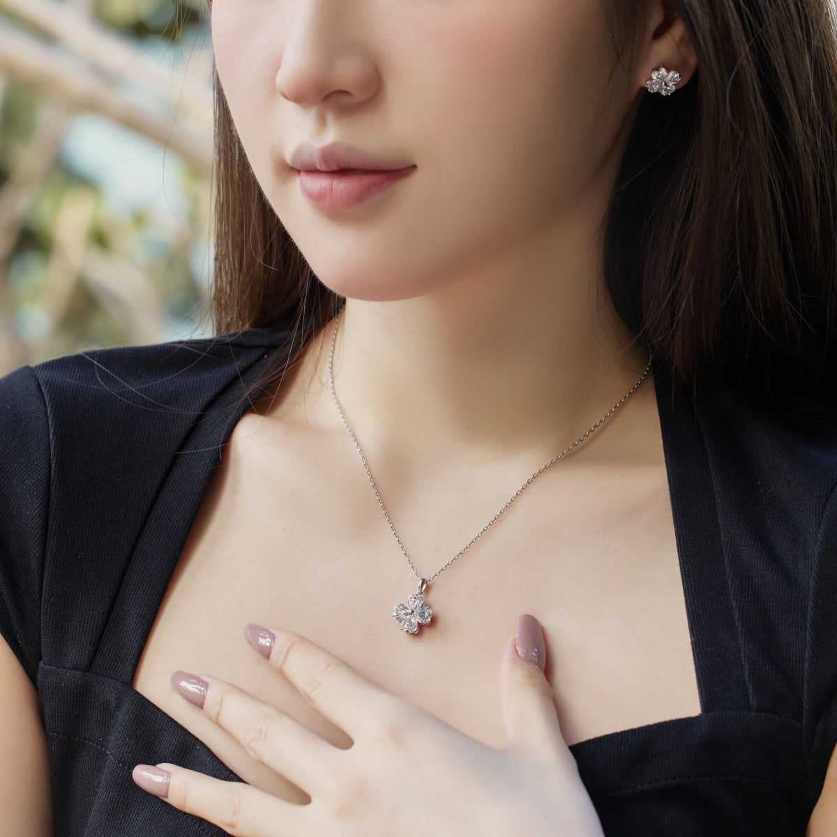 [Kincade Jewelery]Heart-Shaped Four-Leaf Kincade Bead Necklace