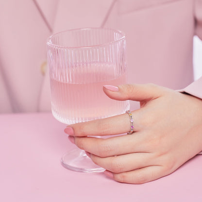 [Kincade Jewelery]Sparkling Colorful Round Cut Tennis Ring