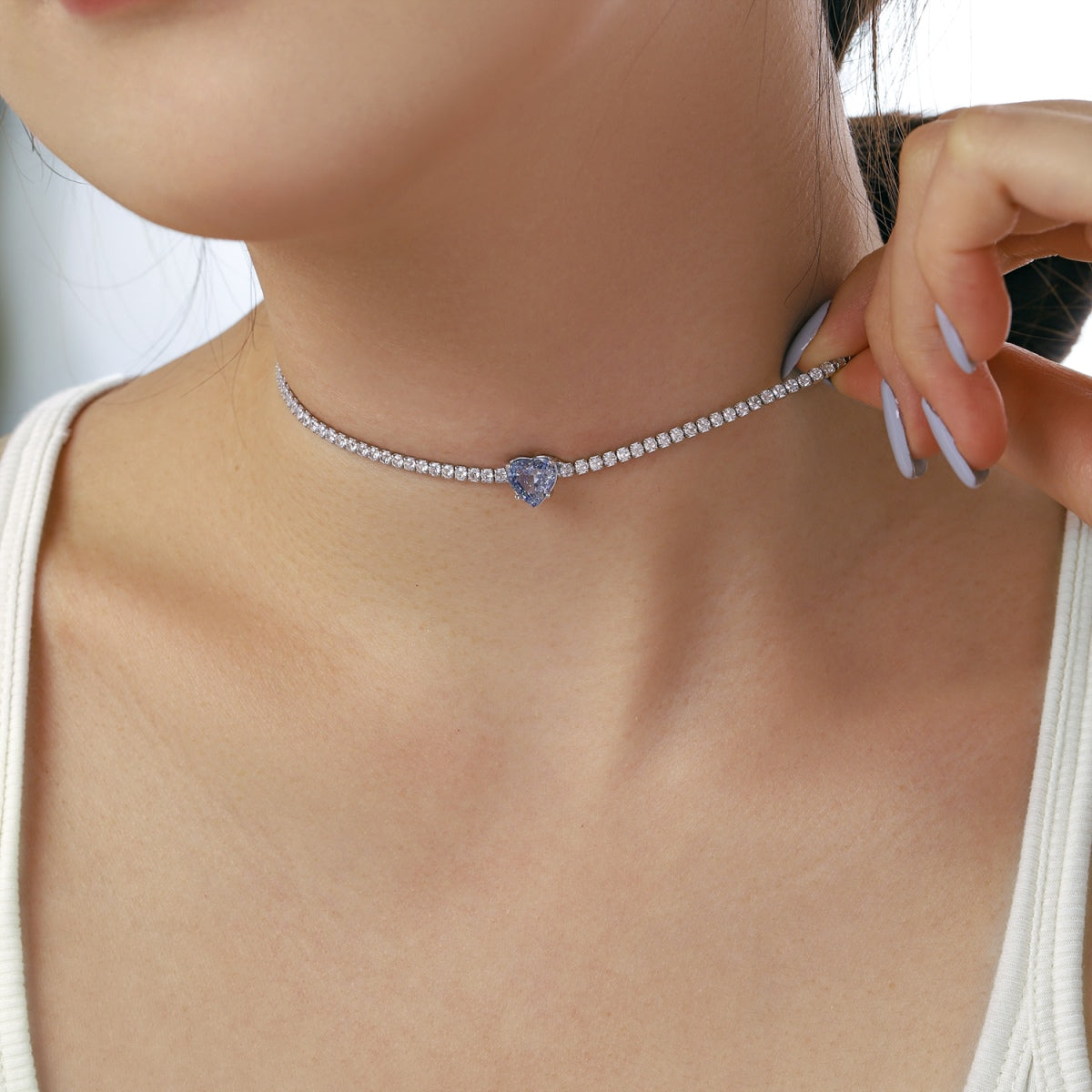 [Kincade Jewelrys]2.0 Carat Sparkling Tennis Heart Cut Necklace