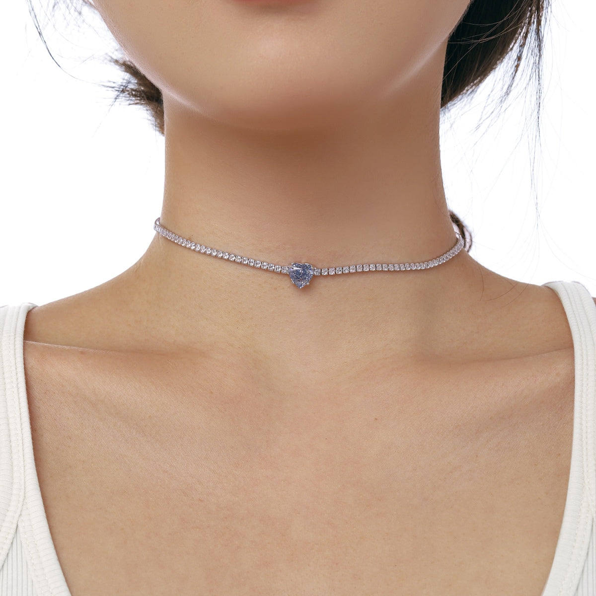 [Kincade Jewelery]2.0 Carat Sparkling Tennis Heart Cut Necklace