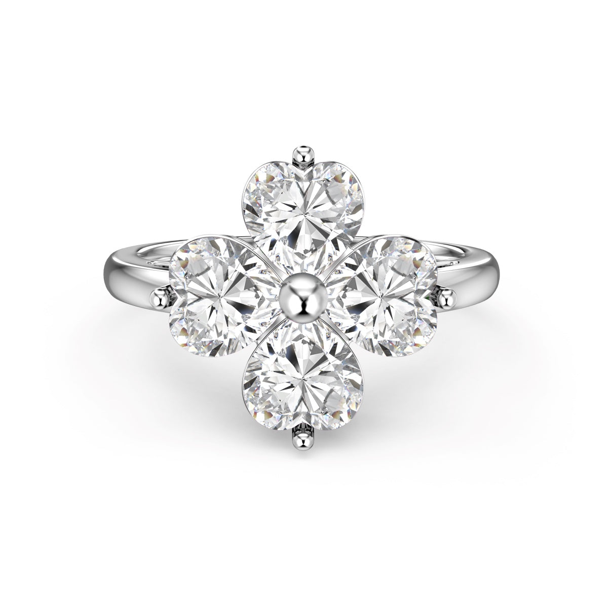 [Kincade Jewelery]Heart-shaped Four-Leaf Kincade Ball Ring