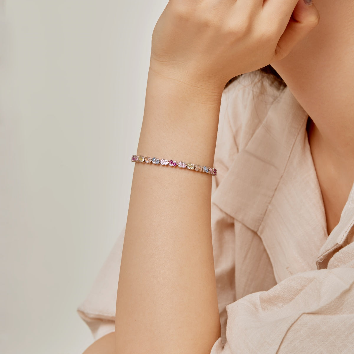 [Kincade Jewelrys]Ornate Colorful Flower Shape Party Bracelet