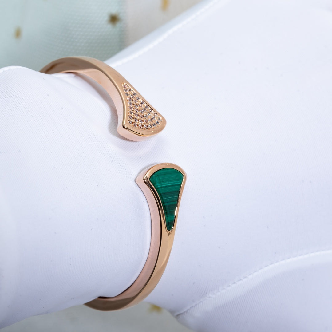 [Kincade Jewelery]DREAM BRACELET OPEN MALACHITE PINK GOLD