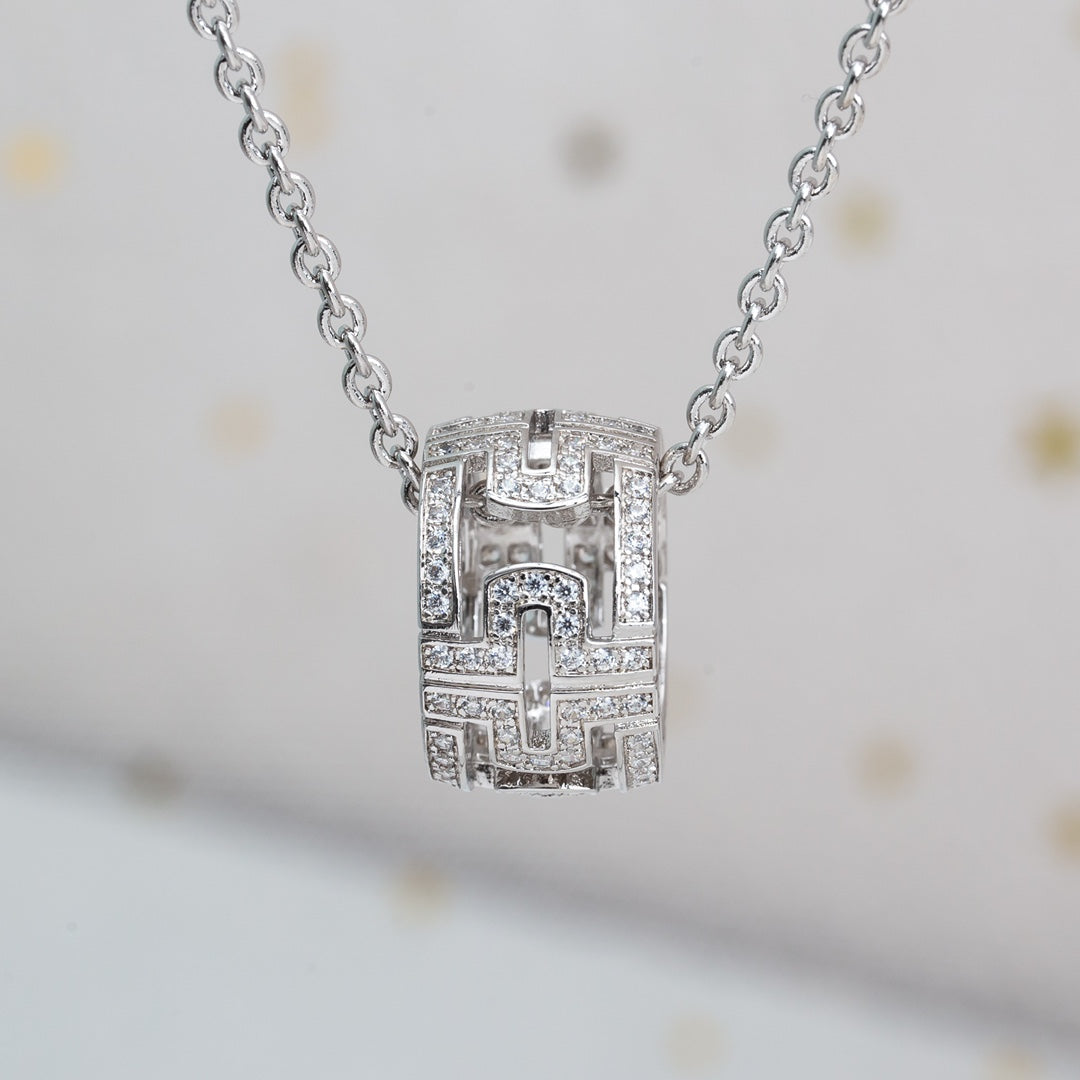[Kincade Jewelery]PARENTESI NECKLACE SILVER DIAMOND