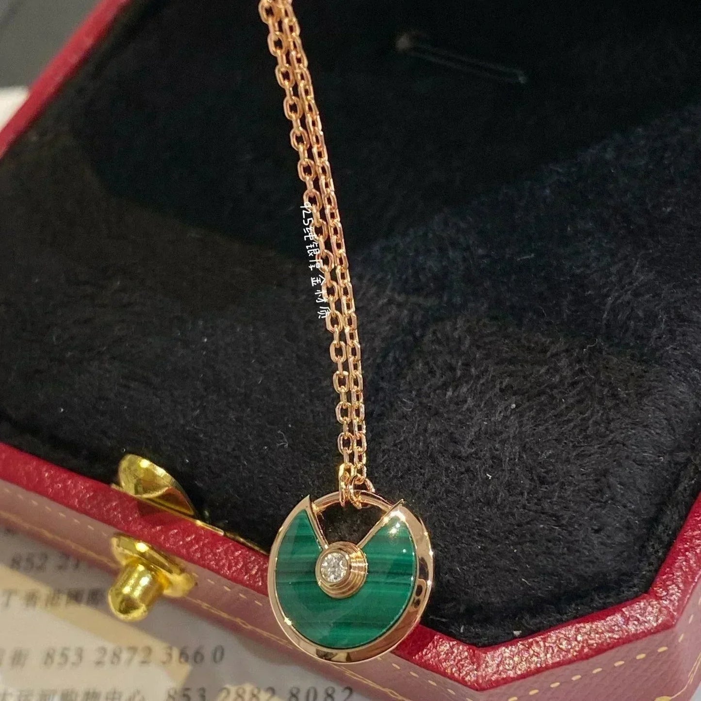 [Kincade Jewelery]AMULETTE ROSE GOLD MALACHITE NECKLACE