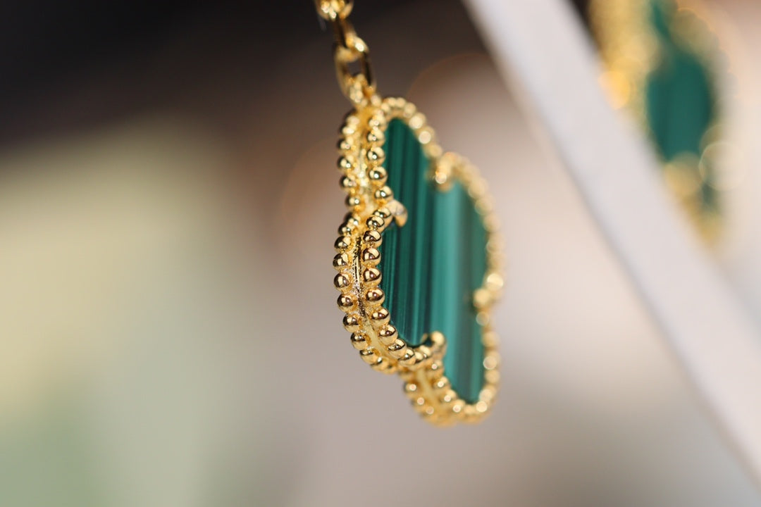 [Kincade Jewelery]Kincade EARRINGS GOLD MALACHITE DIAMOND 3 MOTIF
