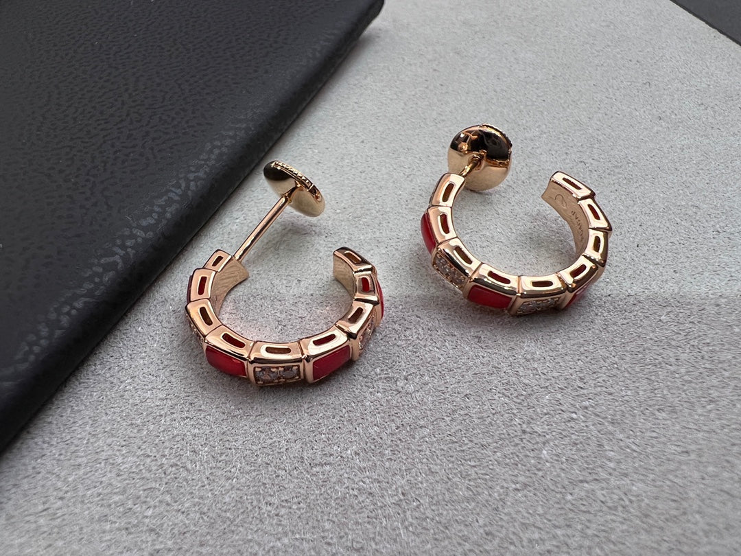 [Kincade Jewelery]SERPENTI CARNELIAN PINK GOLD EARRINGS