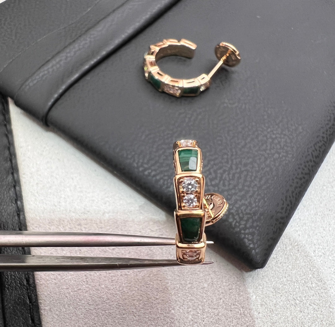 [Kincade Jewelery]SERPENTI MALACHITE PINK GOLD EARRINGS