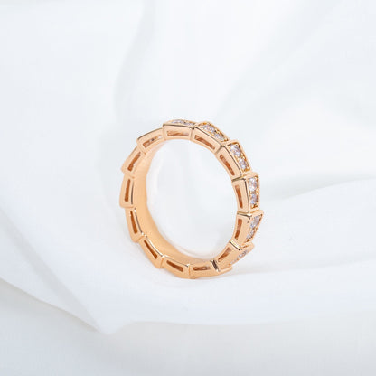 [Kincade Jewelery]SERPENTI RING PINK GOLD DIAMOND PAVED 3MM