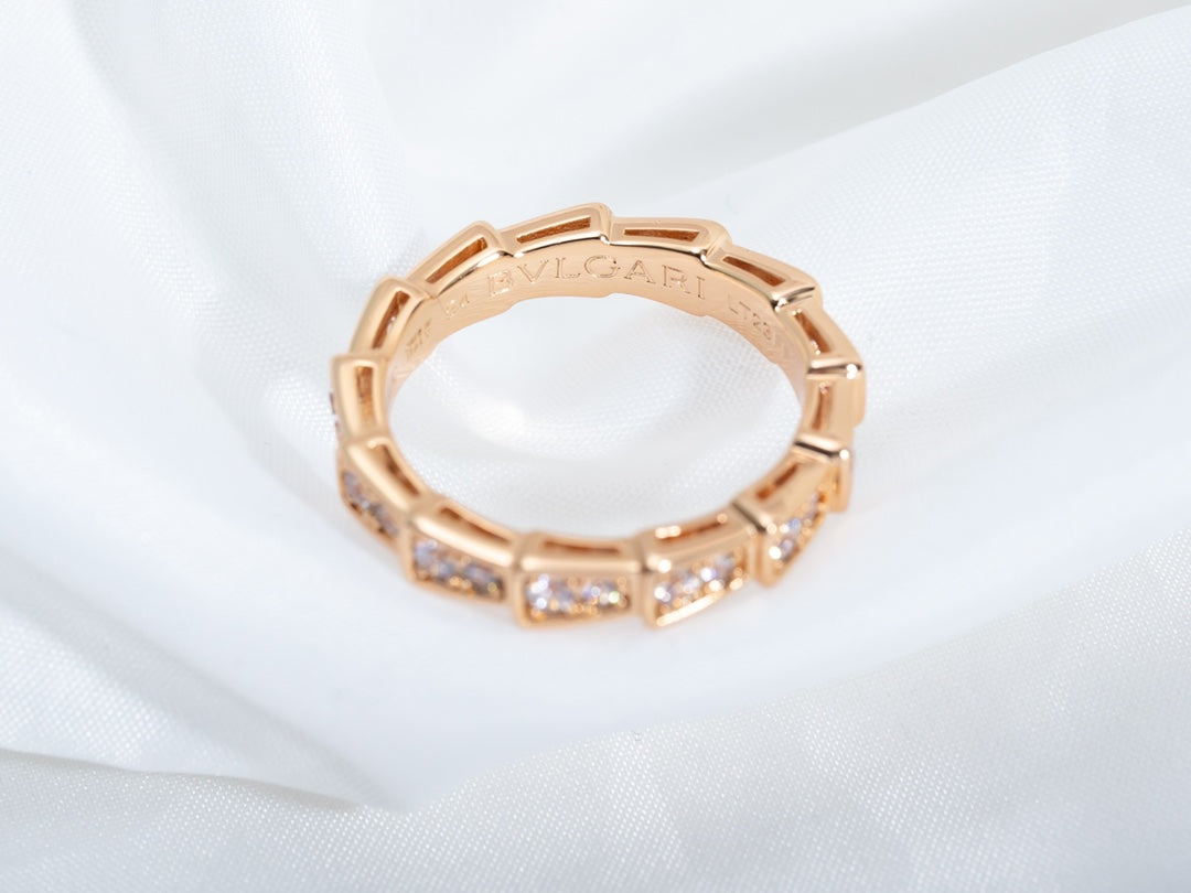 [Kincade Jewelery]SERPENTI RING PINK GOLD DIAMOND PAVED 3MM